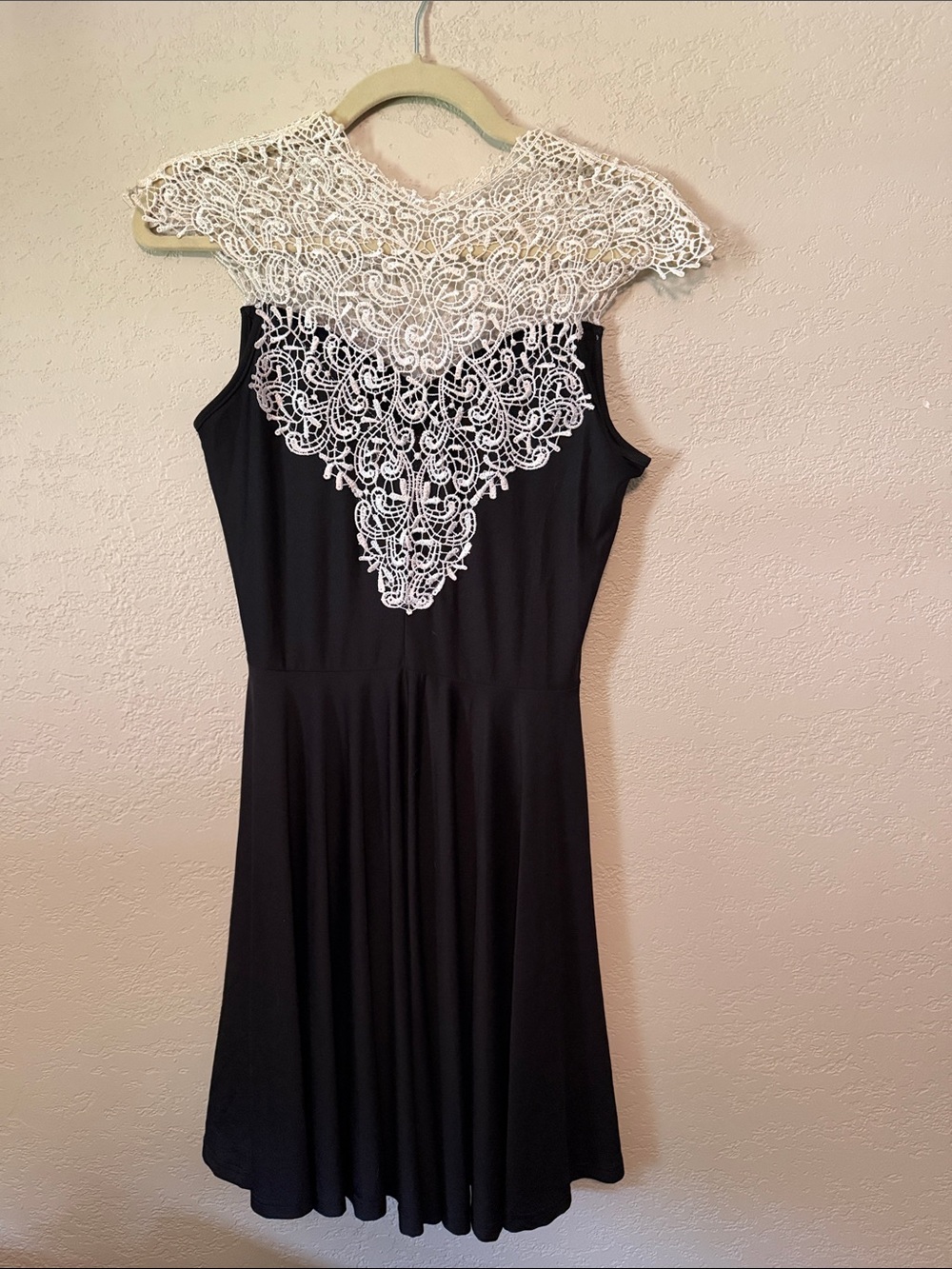 Black Dress with White Lace Yoke